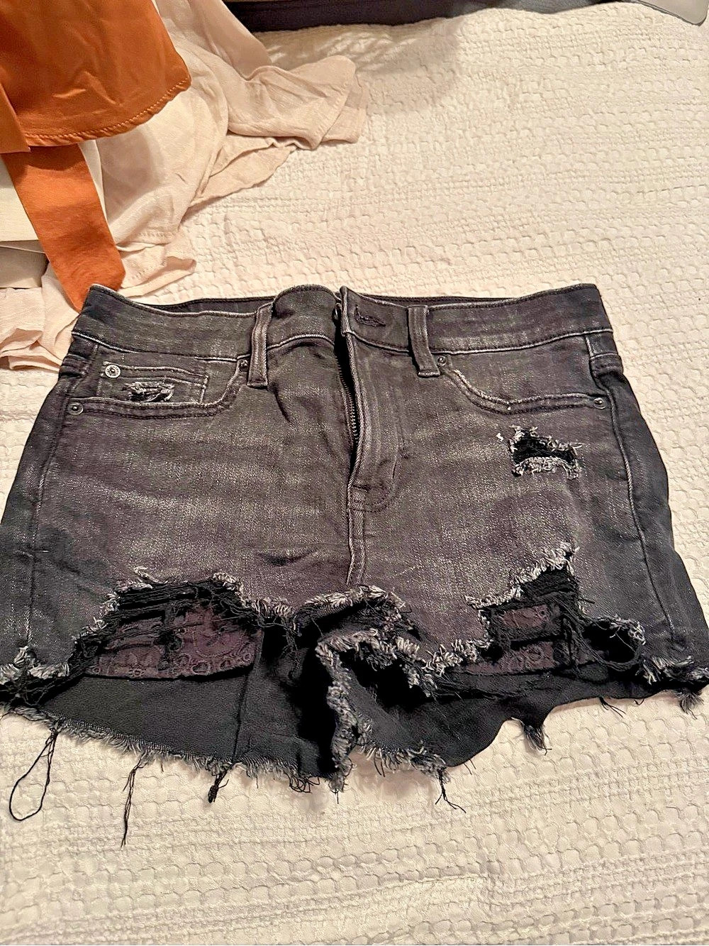 American Eagle Outfitters Distressed Black Jean Shorts